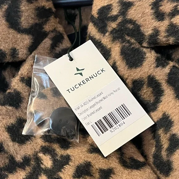 Tuckernuck Coat Leopard Brushed Wool Harley Peacoat Overcoat Sz L - Picture 13 of 15